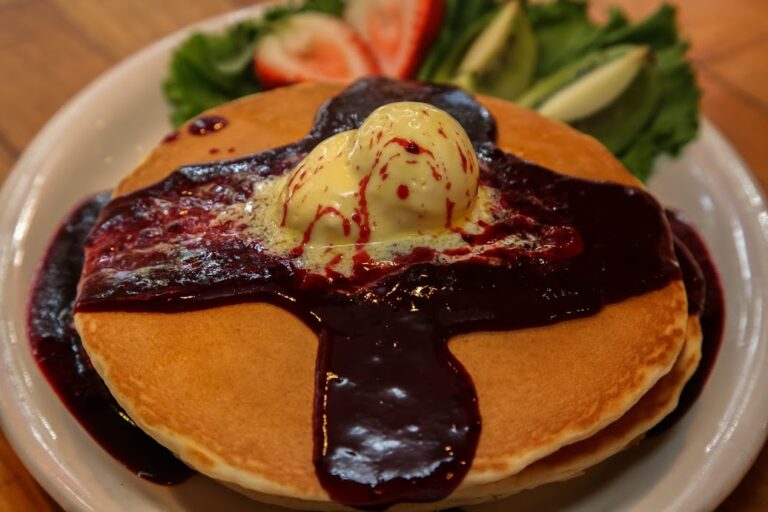 Pancakes with blackberry syrup